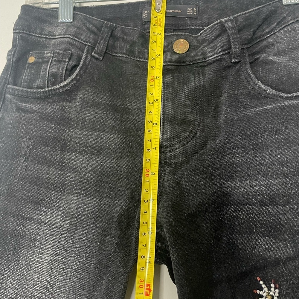 Zara Black Jeans with Purple Floral Design - Picture 8 of 11